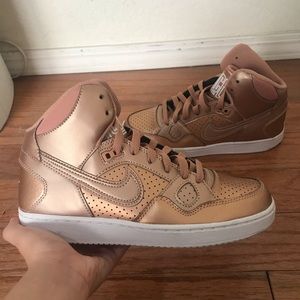 Nike Rose Gold Air Force 1 High Tops - Size 7